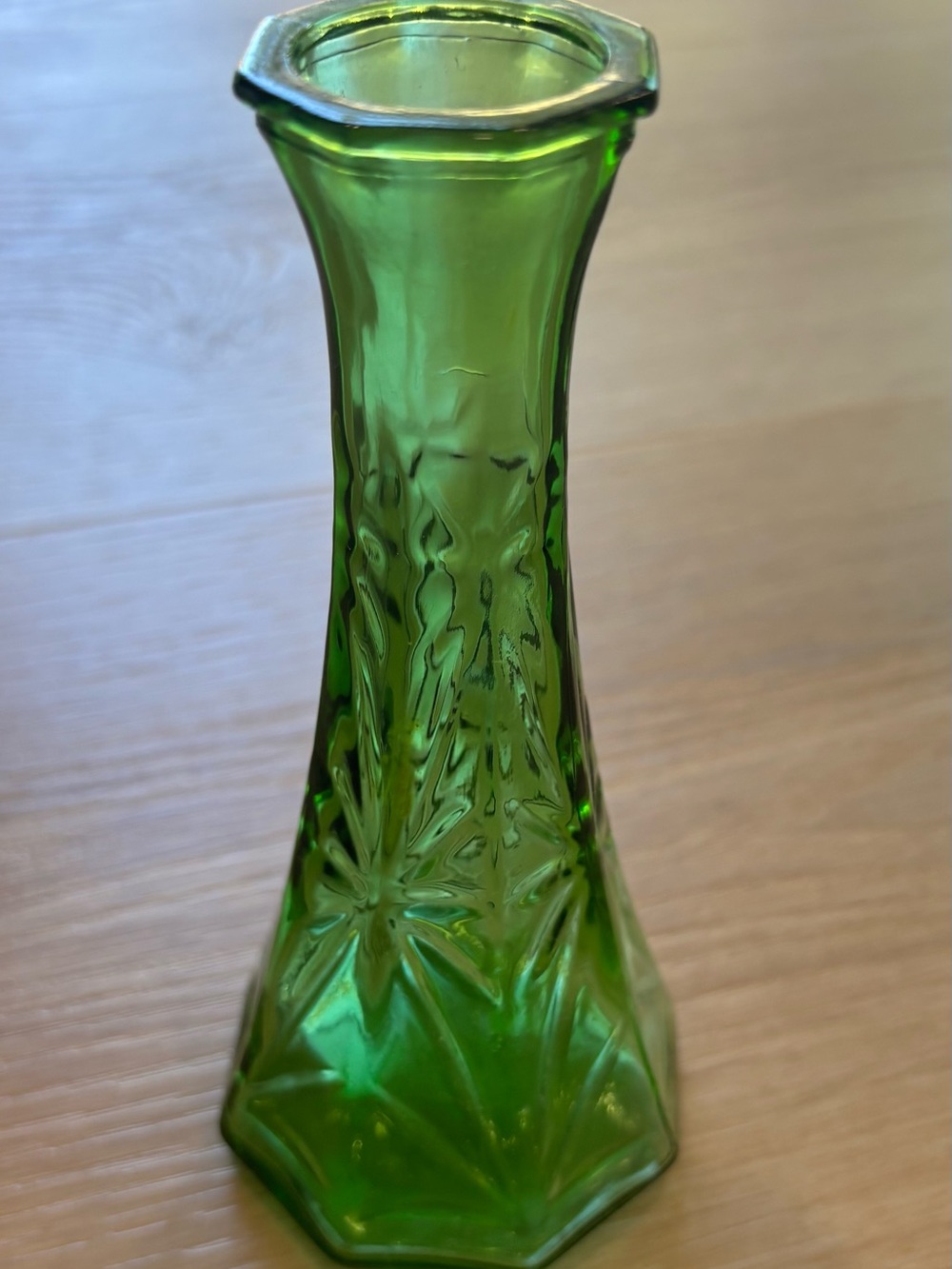 Green Pressed Glass Bud Vase - Elegant Home Accent